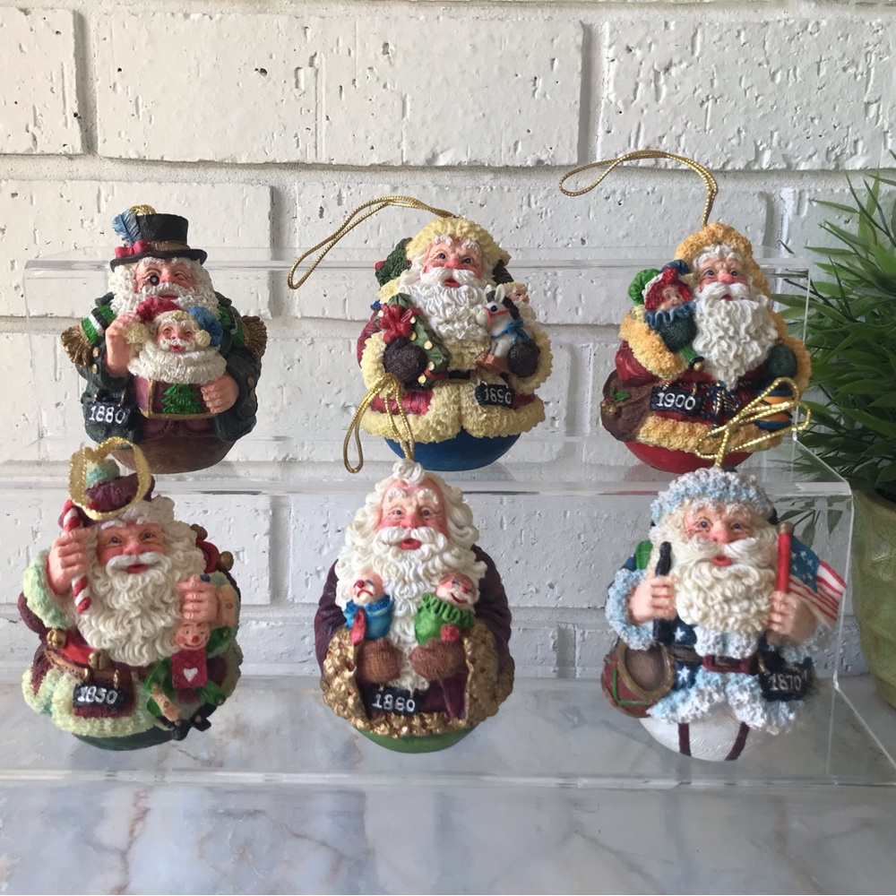 Galleria Lucchese Santa Christmas Ornaments 1850-1900 Lot of 6 Vintage 1993